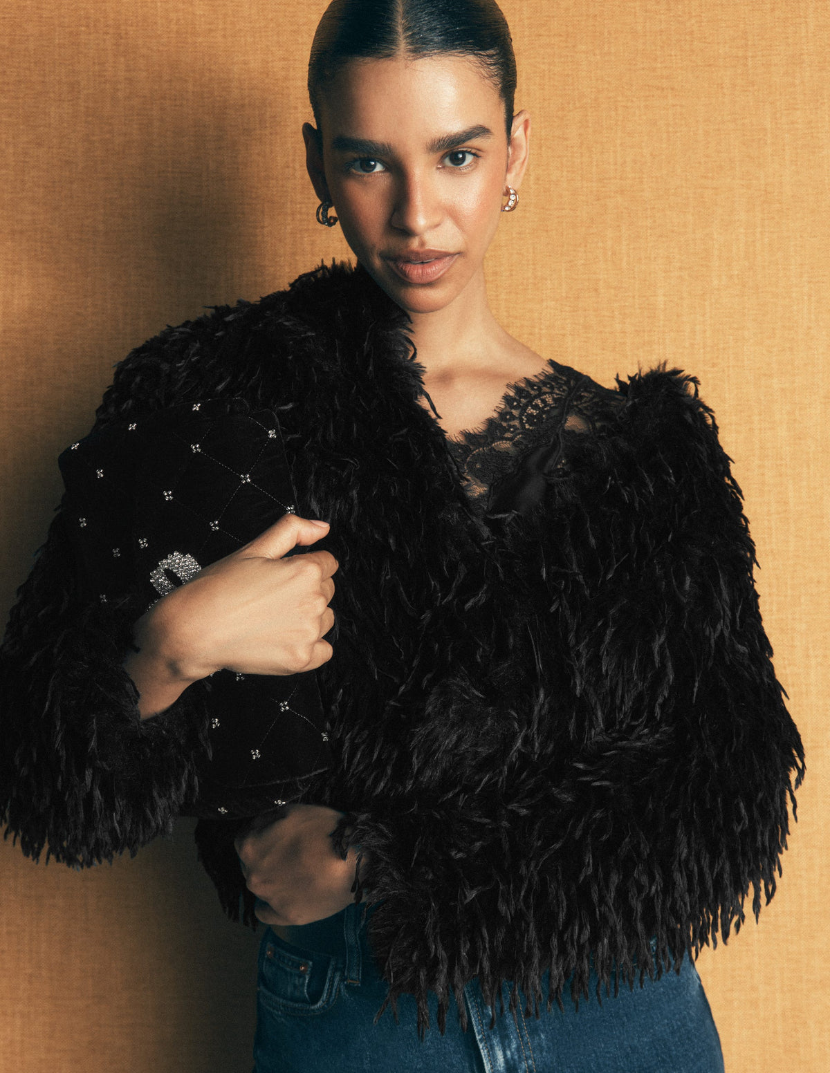 Jacke mit Federquasten-Schwarz - Image 1