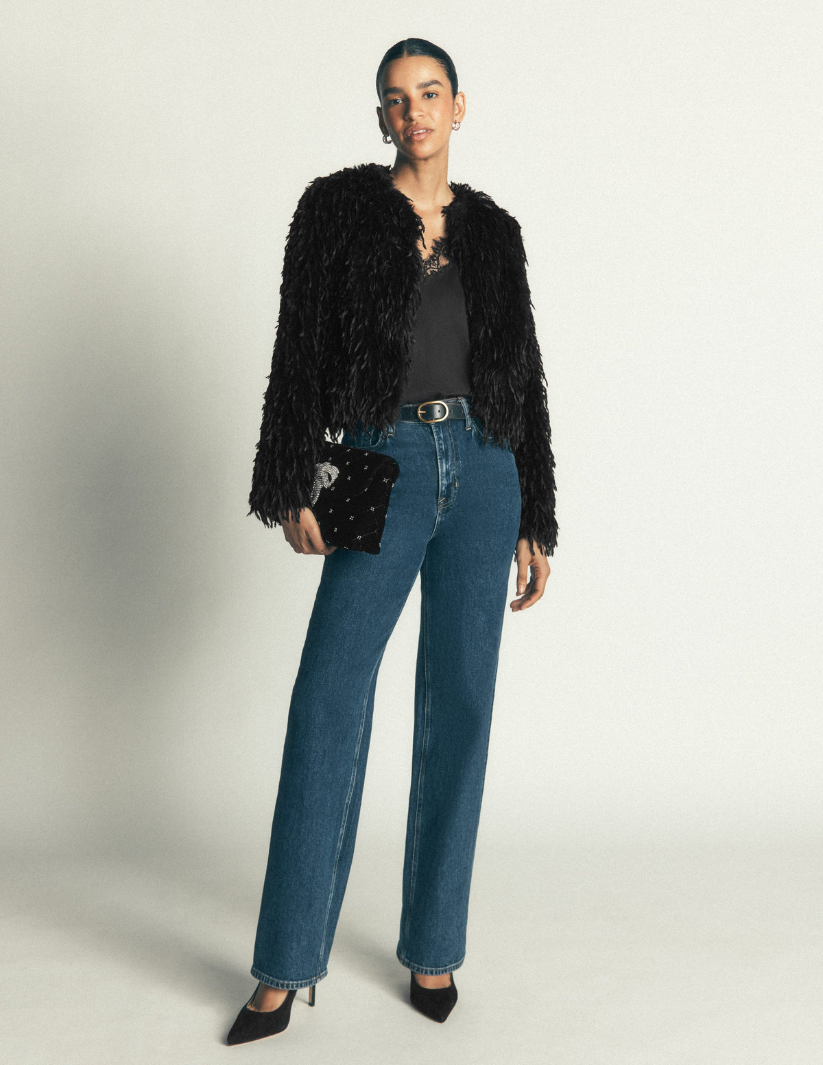 Jacke mit Federquasten-Schwarz - Image 4