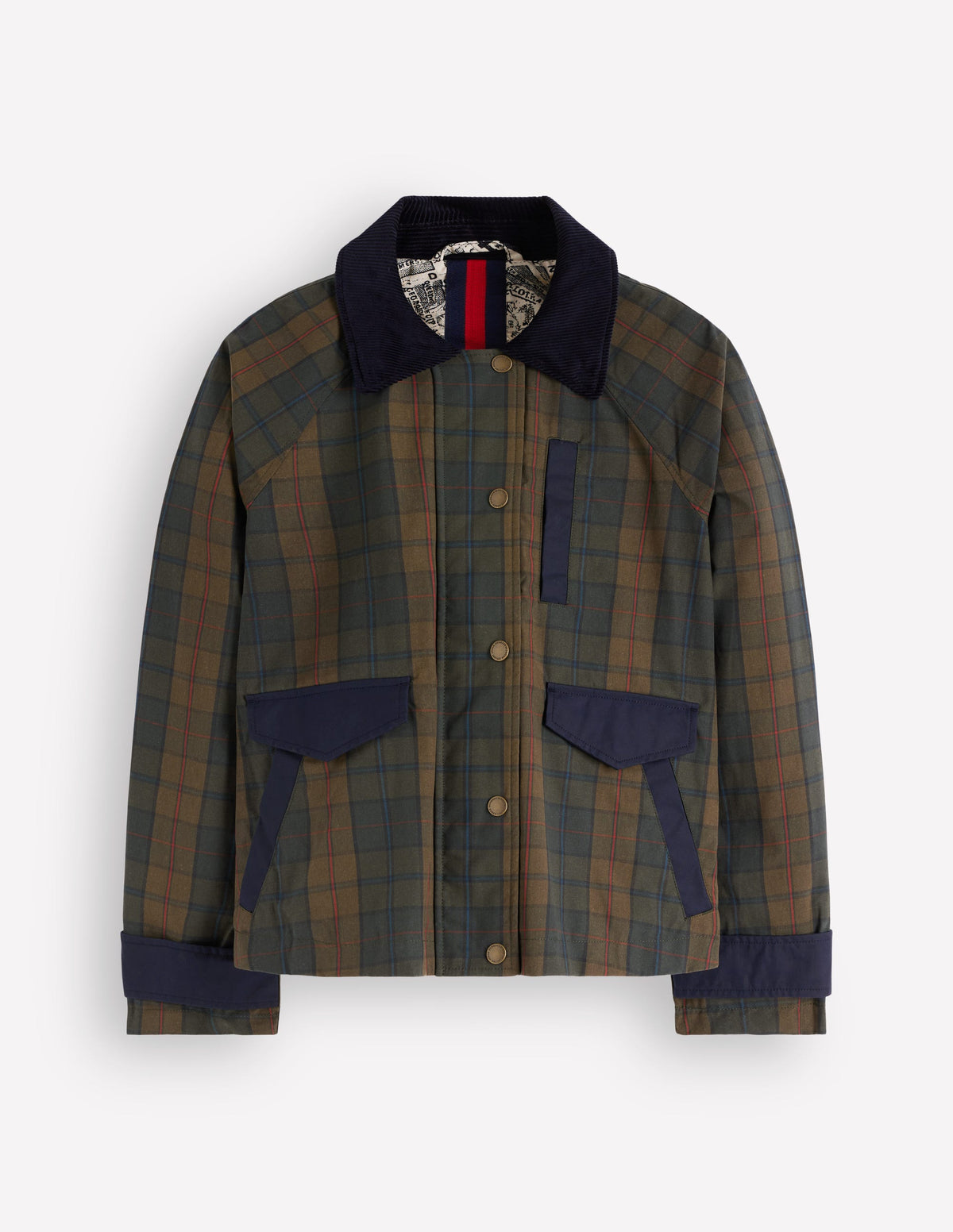 Raglan Wax Jacket-Olive and Camel Wax Check-7