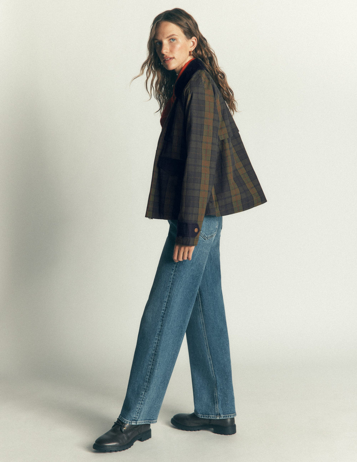 Raglan Wax Jacket-Olive and Camel Wax Check-5