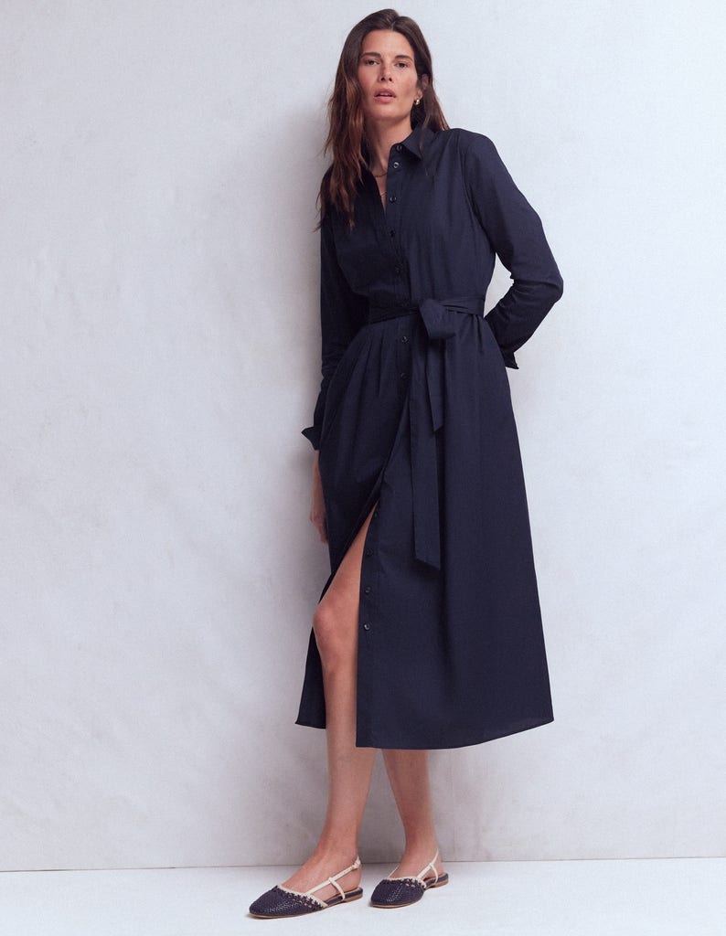 Alexa Midi-Hemdblusenkleid aus Baumwolle-Marineblau - Image 5