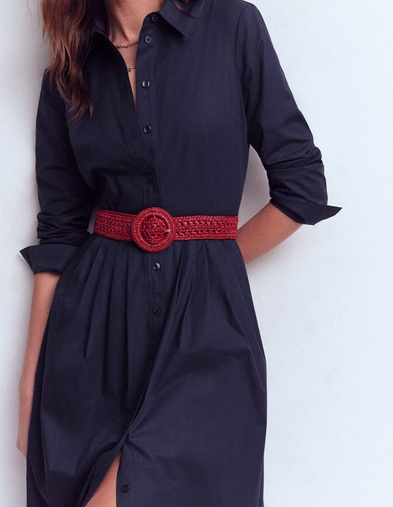 Alexa Midi-Hemdblusenkleid aus Baumwolle-Marineblau-2
