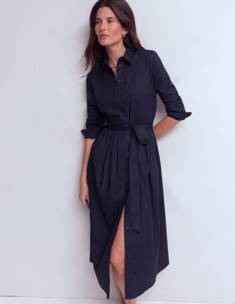 Alexa Midi-Hemdblusenkleid aus Baumwolle-Marineblau - Image 3