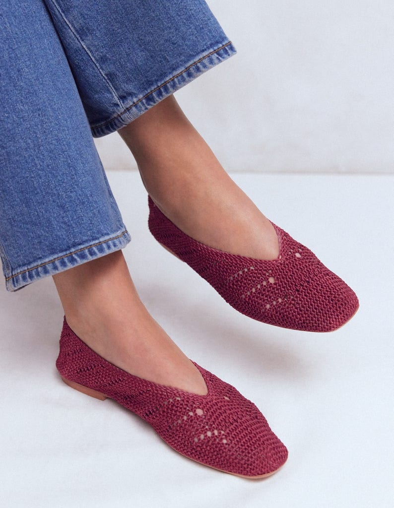 Ballerines en maille-Bordeaux profond-2