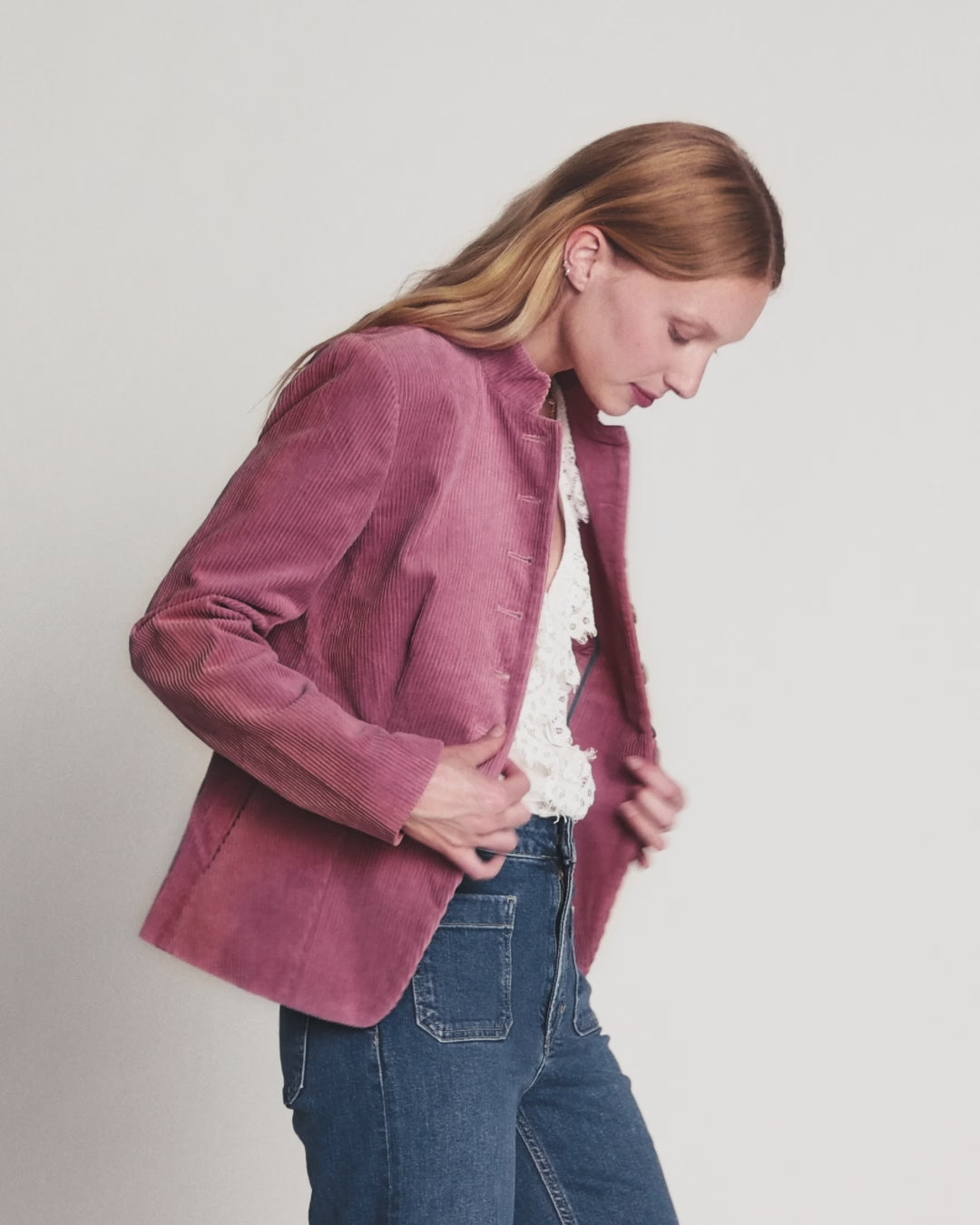 Hereford Cordjacke im Military-Stil-Rosa Heide-2